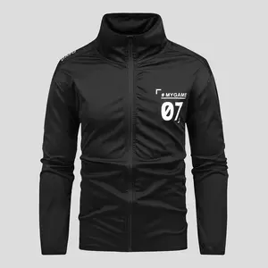 Men’s Sports Stand Collar Jacket for Spring/Autumn – Breathable, Windproof Running Fitness Training Coat with Trendy Print