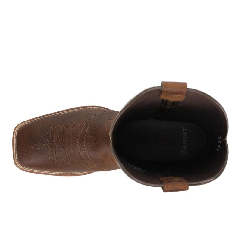 Ariat Mens Hybrid Ranchway Embroidered Square Toe Pull On  Casual Boots Mid Calf - Brown