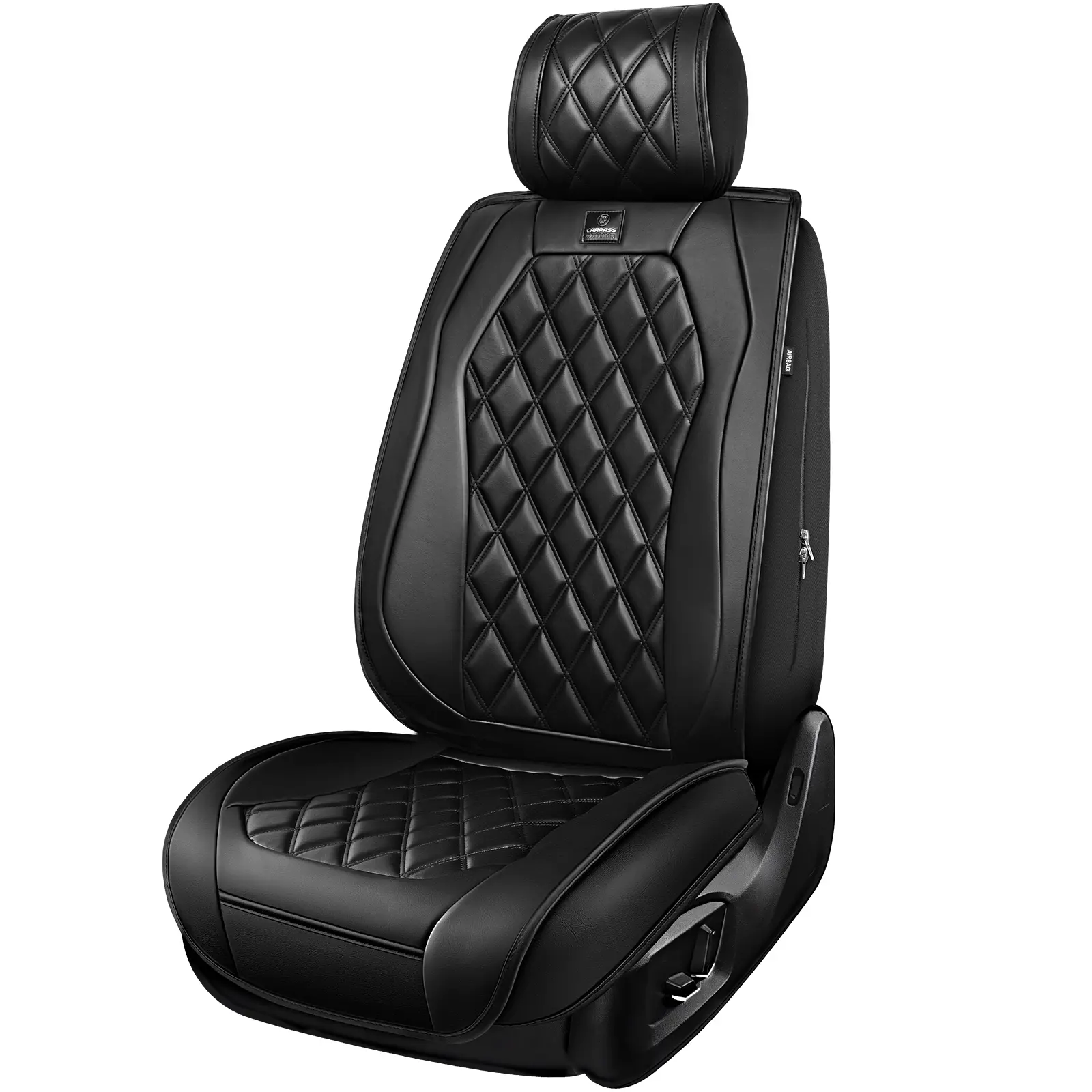 Black Leather Rhomb Seat Cover