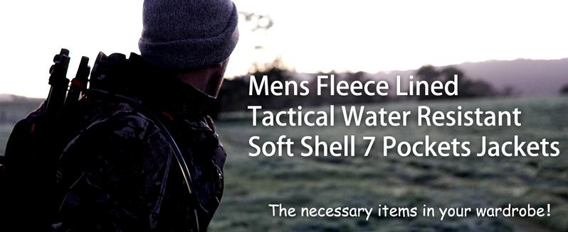 Men's Tactical Jacket 7 Pockets Performance Fleece Lined Water Resistant Soft Shell Winter Coats FallFreshness Outdoorfun