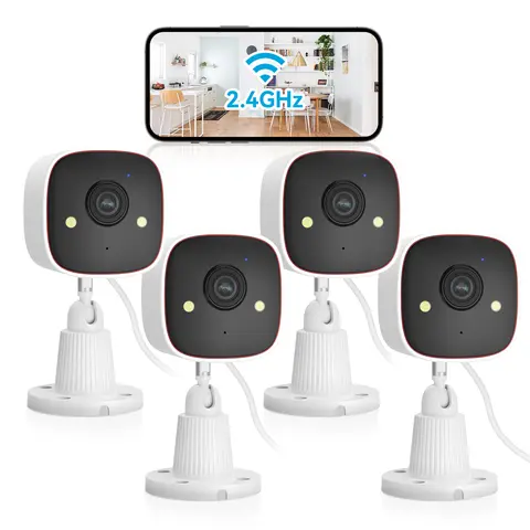 Jennov AI-Powered Home Security Camera System - 2K 2.4G Smart WiFi Security Camera, 1296p, AI Human Recognition, HD Color Night Vision, IP66 Waterproof, 2-Way Audio, Wall Mount, Cloud/128GB SD Card Storage, Alexa-Controlled, Burglary Protection