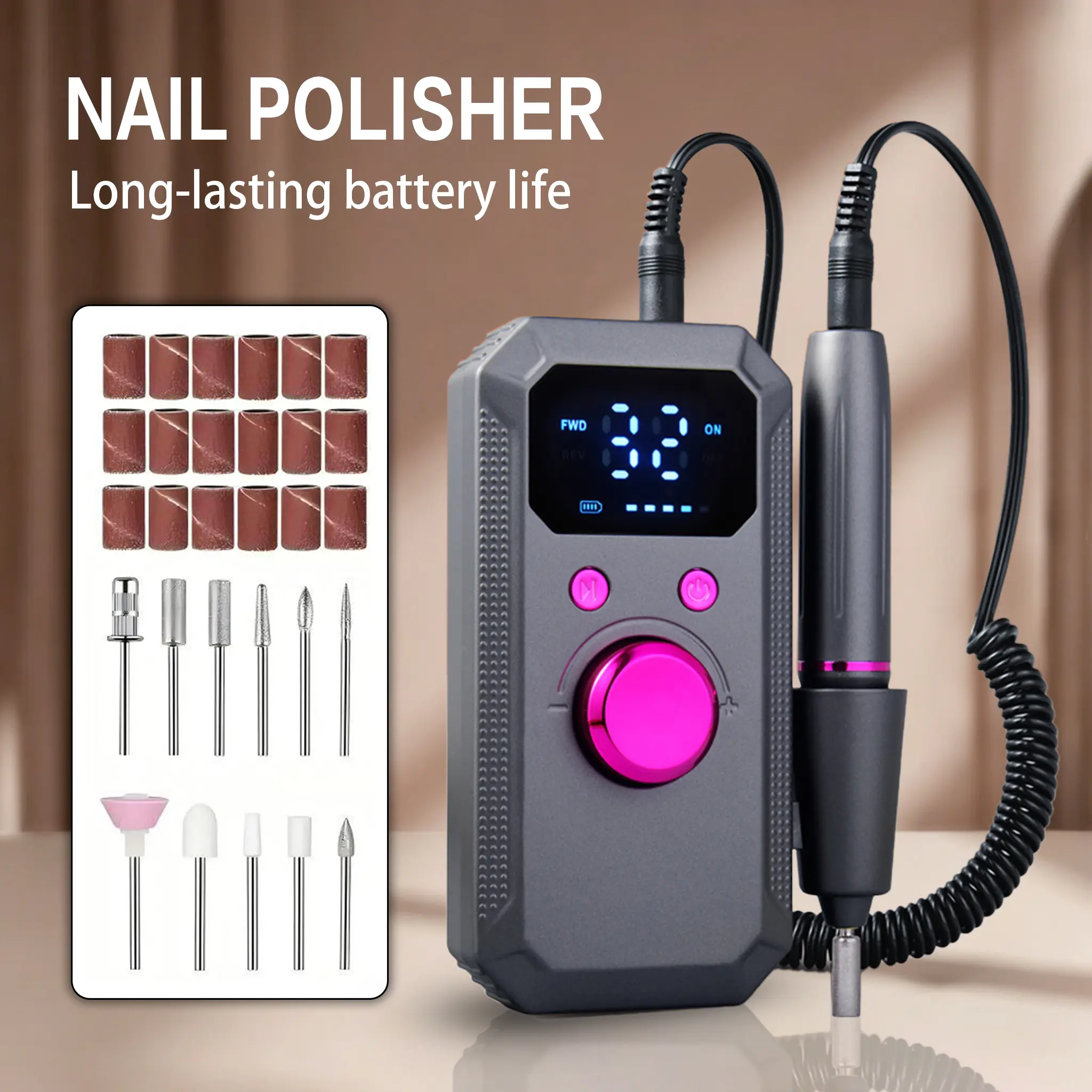 Professional Cordless Electric Nail Drill Kit for Gift, 1 Box Portable Low Noise Nail Drill Machine & Nail Art Accessories, Manicure & Pedicure Tool for Home & Salon Use Nail Tools