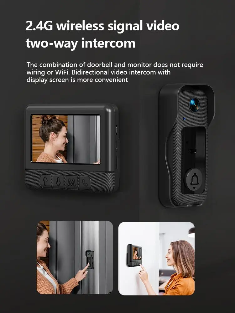Qawtor Wireless Video Doorbell Camera with Screen, No WiFi or App Needed, Night Vision, Two-Way Audio, Battery Powered, Easy Installation, No Subscription, tiktokshopbacktoschool
