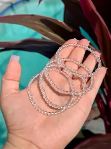 Natural Clear Quartz 4mm Beaded Stretch Bracelet | Dainty Clear Gemstone Jewelry