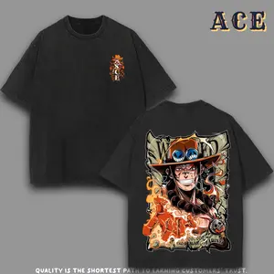 Fire Fist Pirate Brother T Shirt Washed Vintage Oversized Unisex Graphic Tee Heavy Cotton Crewneck Streetwear Retro Anime Manga Apparel Cotton Casual Gift Menswear Top Shirt Men