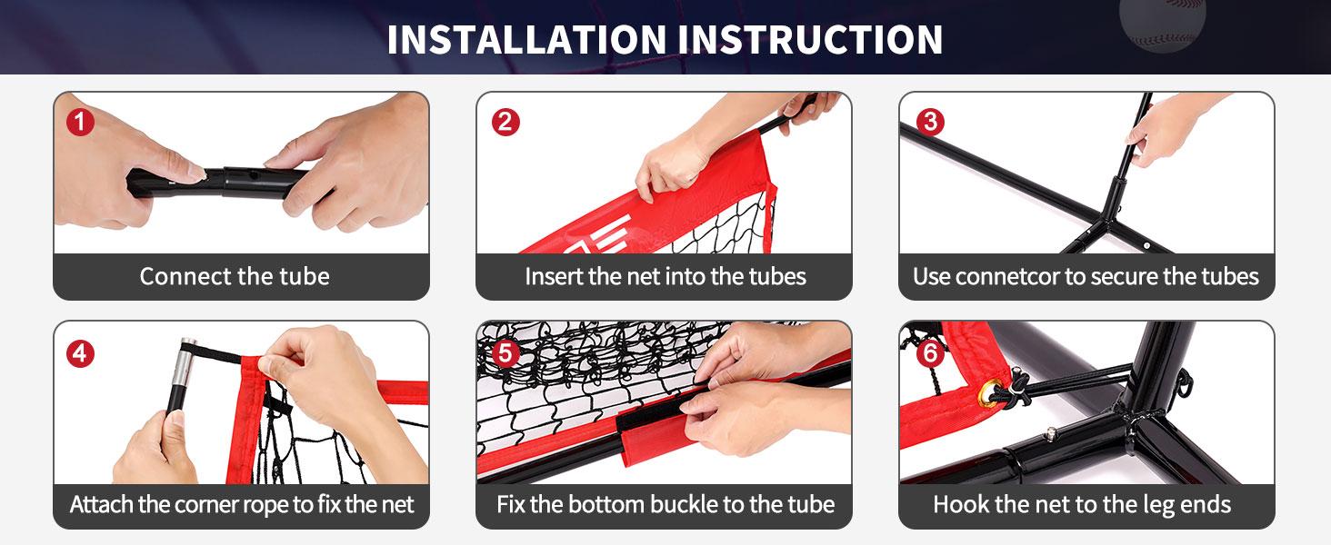 【SpringStatements】BAGAIL 7x7 ft Baseball & Softball Practice Net with Bow Frame for Batting, Hitting, Pitching, Portable Baseball Throwing Net with 2 Strike Zone Batting Tee, Carry Bag, Great for All Levels