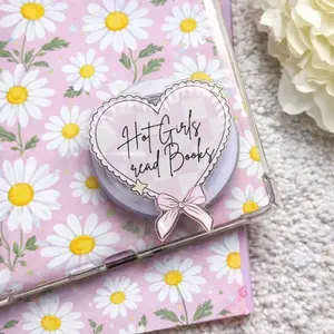 Hot Girls Read Books MagSafe Phone Grip, Cute Coquette Heart Phone Magnetic Holder, Kawaii Gift Aesthetic Reader Kindle Popgrip Stand sticky mount accessories Flower-Shaped Multi-Functional