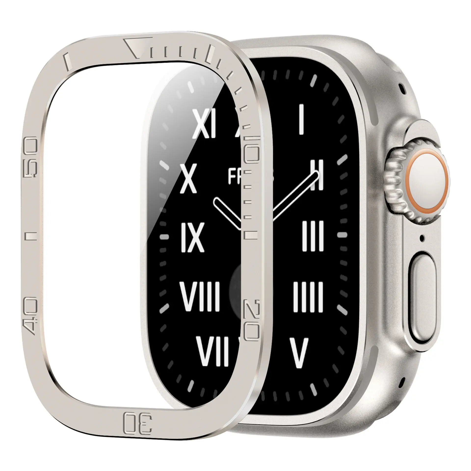 Aluminum Alloy Tempered Glass Protector & Case for Apple iWatch Ultra 49mm - 2-in-1 Shockproof Cover with Scratch-Resistant Screen Guard Digital Device, Accessories, Port, Protection
