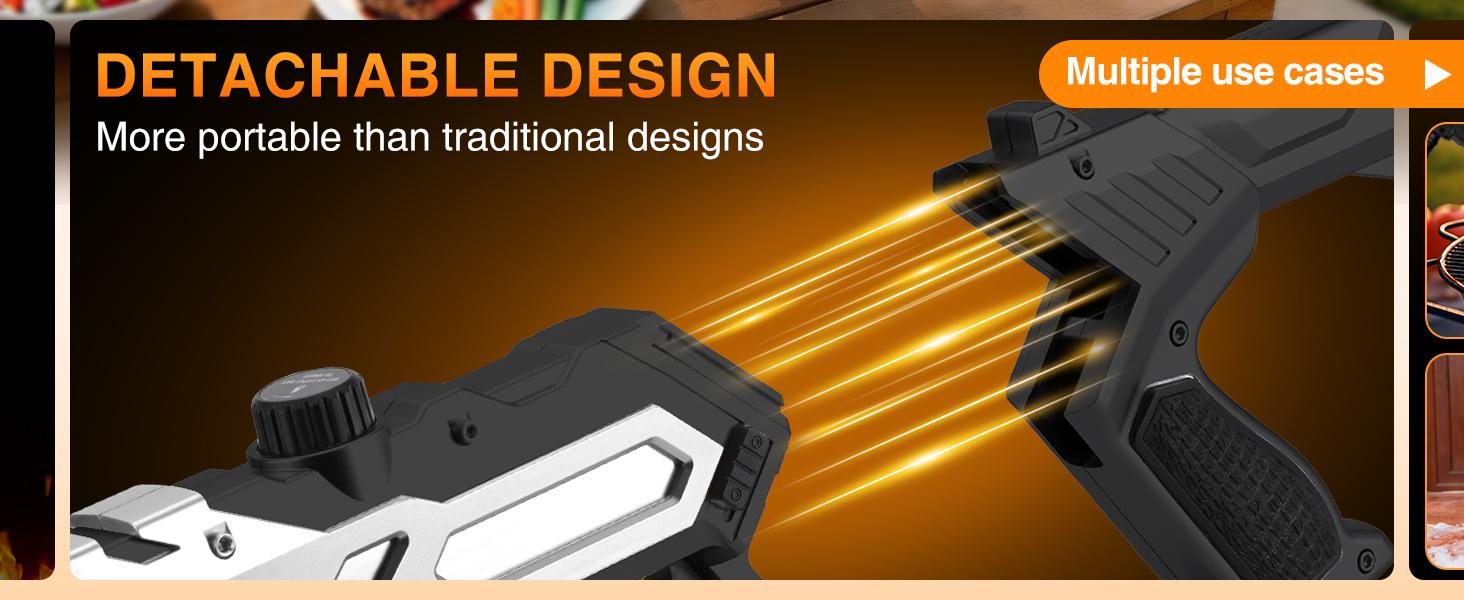 Powerful Propane Torch Gun, Kitchen Grill Torch with Detachable Design, Adjustable Flame Torch for Searing Steak, BBQ, Welding, Camping Charcoal(Tank Not Included)