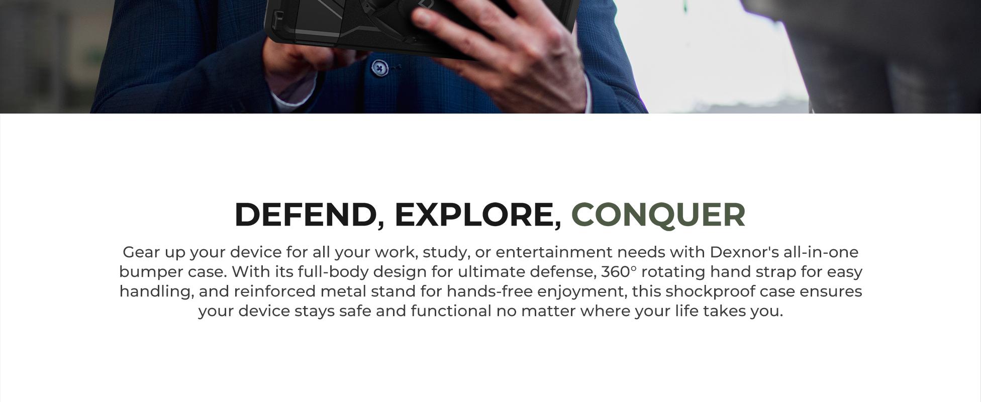 Dexnor Case for Samsung Galaxy Tab S10 Lite/S10 FE / S9 FE 10.9 Inch / S9 11 Inch 2023 with Screen Protector Pen Holder [360 Rotating Hand Strap & Kickstand], Full Body Cover for Tablet S9 FE