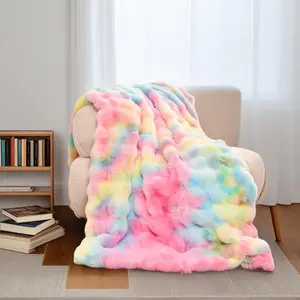 Faux Rabbit Fur Blanket-Pillow not included- Bubble Blanket-Luxury Plush Velvet Throw,  Ultra-Soft Fleece, Warm Cozy Winter Blanket for Couch-Elegant, Bed,  Sofa, Lightweight, solid color comfy blanket