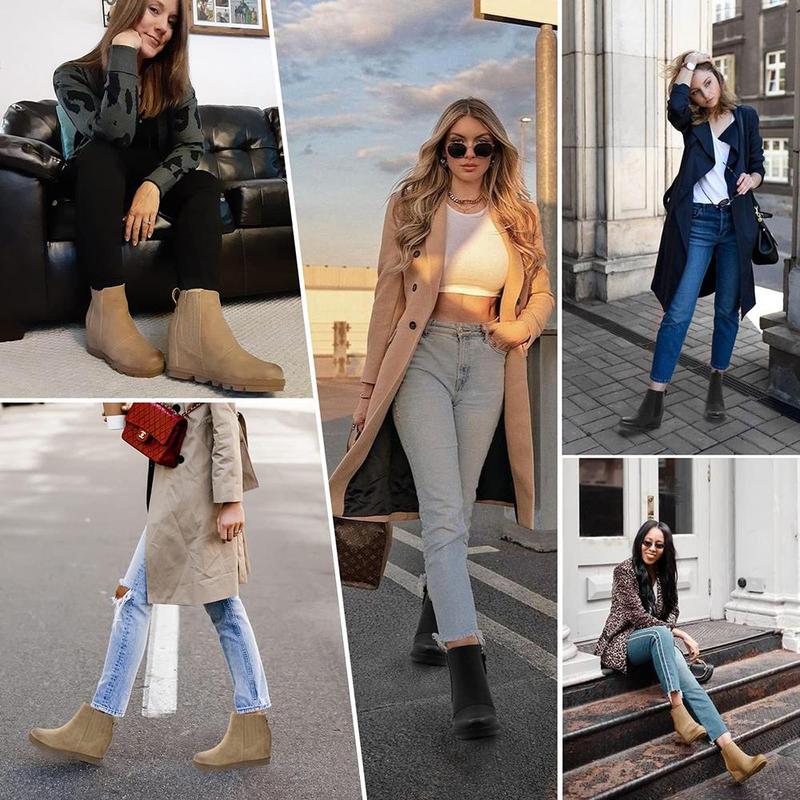 Athlefit Women's Wedge Boots Comfortable Ankle Wedge Booties boots  women winter boots Girl Footwear Casual Shoes Walking Shoes