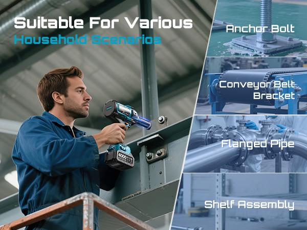 SEESII Upgraded Electric Impact Wrench w/ Detachable Handle - 1180 Ft-lbs (1600 N·m) 1/2" High-Torque, 21V Cordless + 2x 4.0Ah Batteries | for Car/Truck/Mower/Industrial Tasks, Black Friday Deals