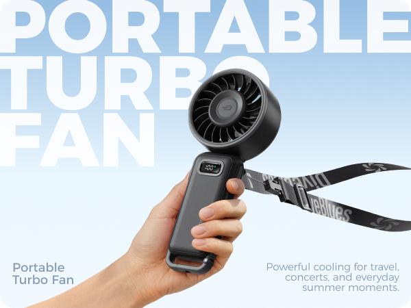 Diveblues 3-in-1 Handheld Turbo Cooling Fan 100-Speed Wind Battery Powered, Portable Type-C for Outdoor Activities, Travel & Gifts  with Air Turbo Tech Cooling Fan