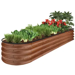 Best Choice Products 8x2x1ft Outdoor Metal Raised Oval Garden Bed, Planter Box for Vegetables, Flowers
