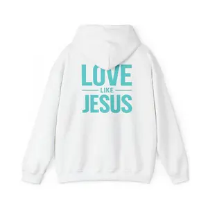 Love Like Jesus Hoodie Tiffany Blue | Christian Faith Cross Pullover