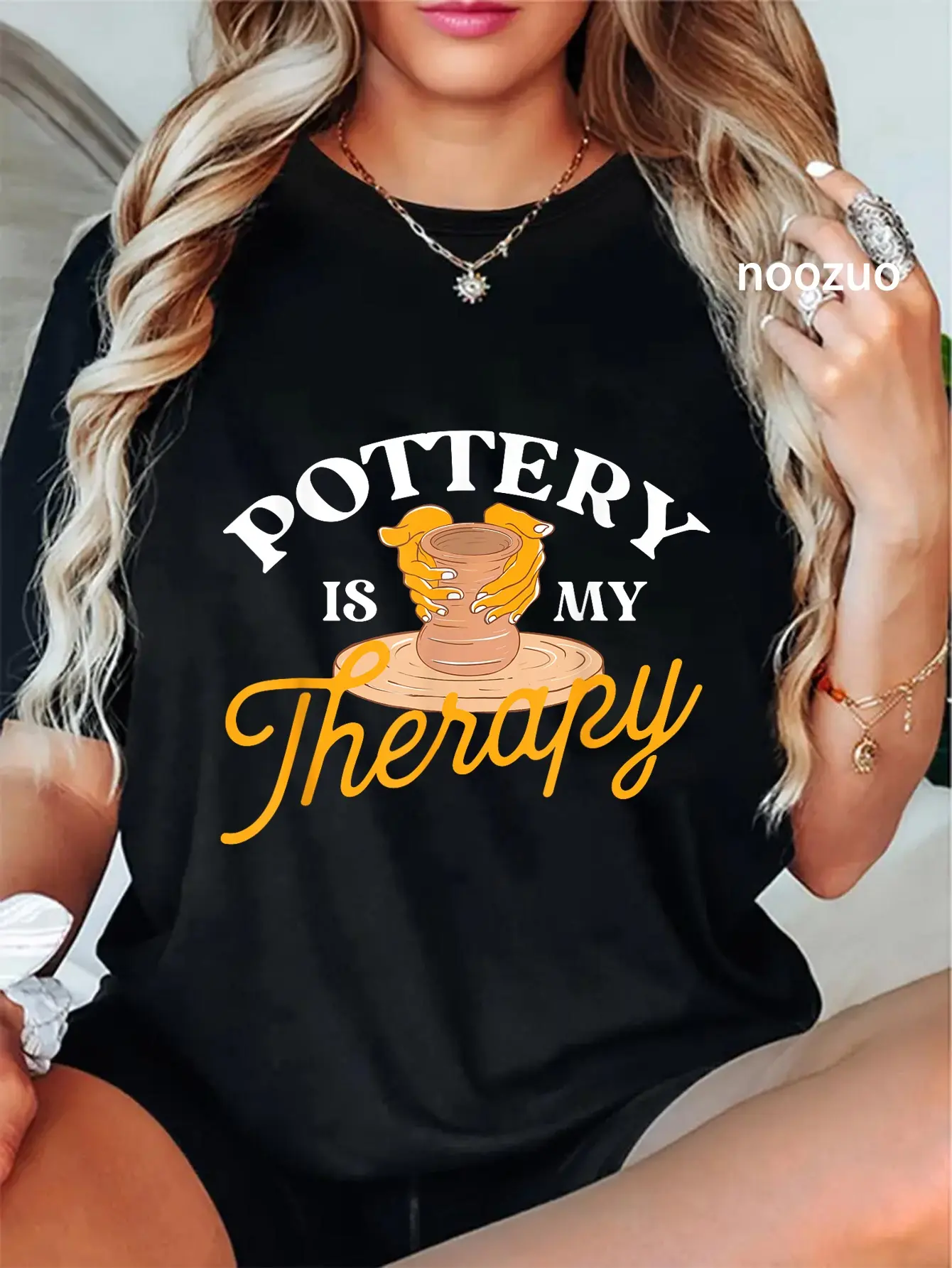 100% Cotton Pottery Is My Therapy - Ceramic Artist Potter Ceramicist T-Shirt