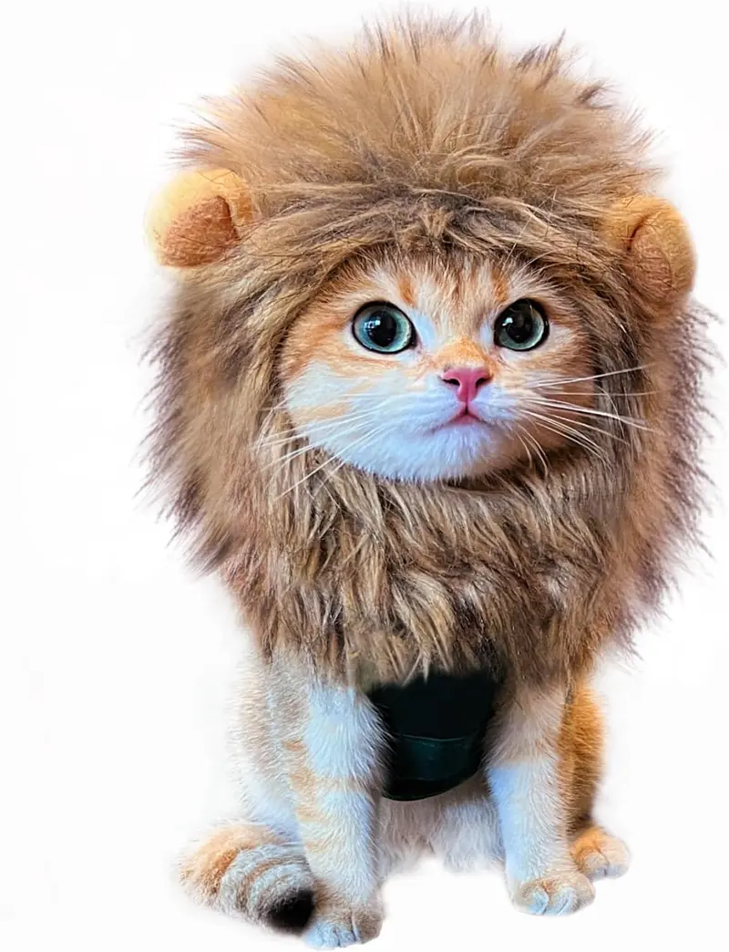 【Pet Supplies】Generic Lion Mane Wig for Cats Pet Costume Adjustable Headwear Fancy Dress Washable Soft Fur 1 Piece Easy Wear Make Pets Cute Festival Party Gift