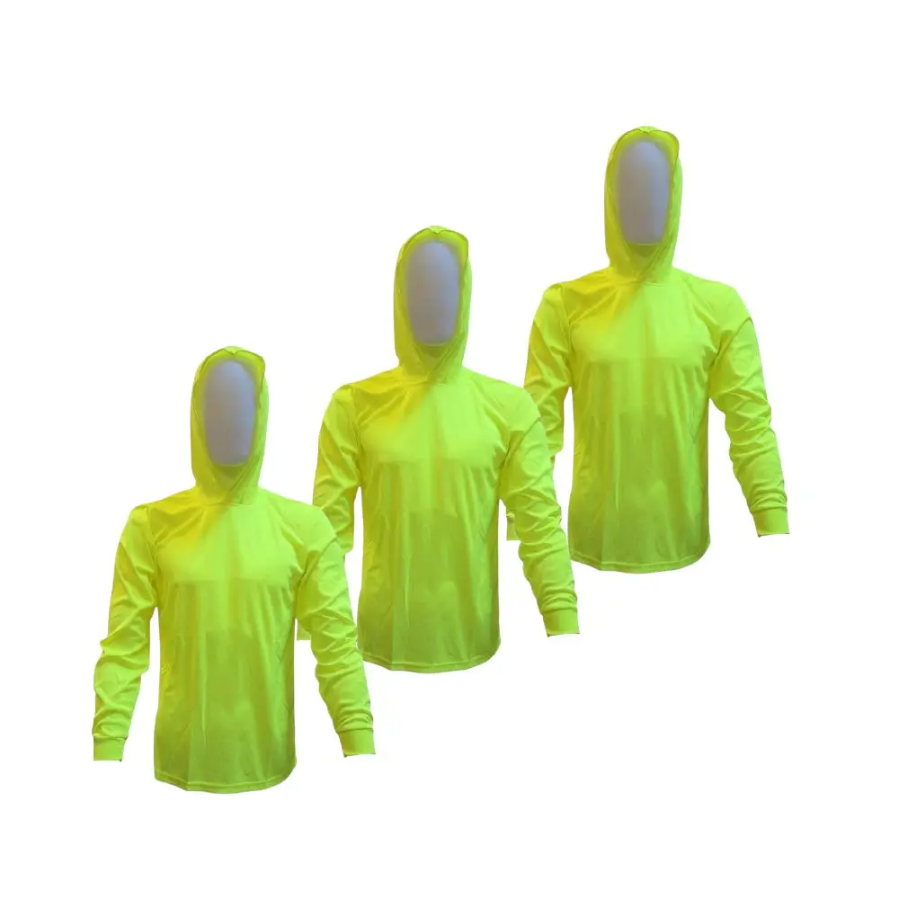 Men's 3-Pack Casual Sweatshirts Set - Lightweight Breathable Polyester Long Sleeve Hooded Pullover Tops, Yellow/Black/Gray, Machine Washable (Work Safety Apparel for All Seasons)
