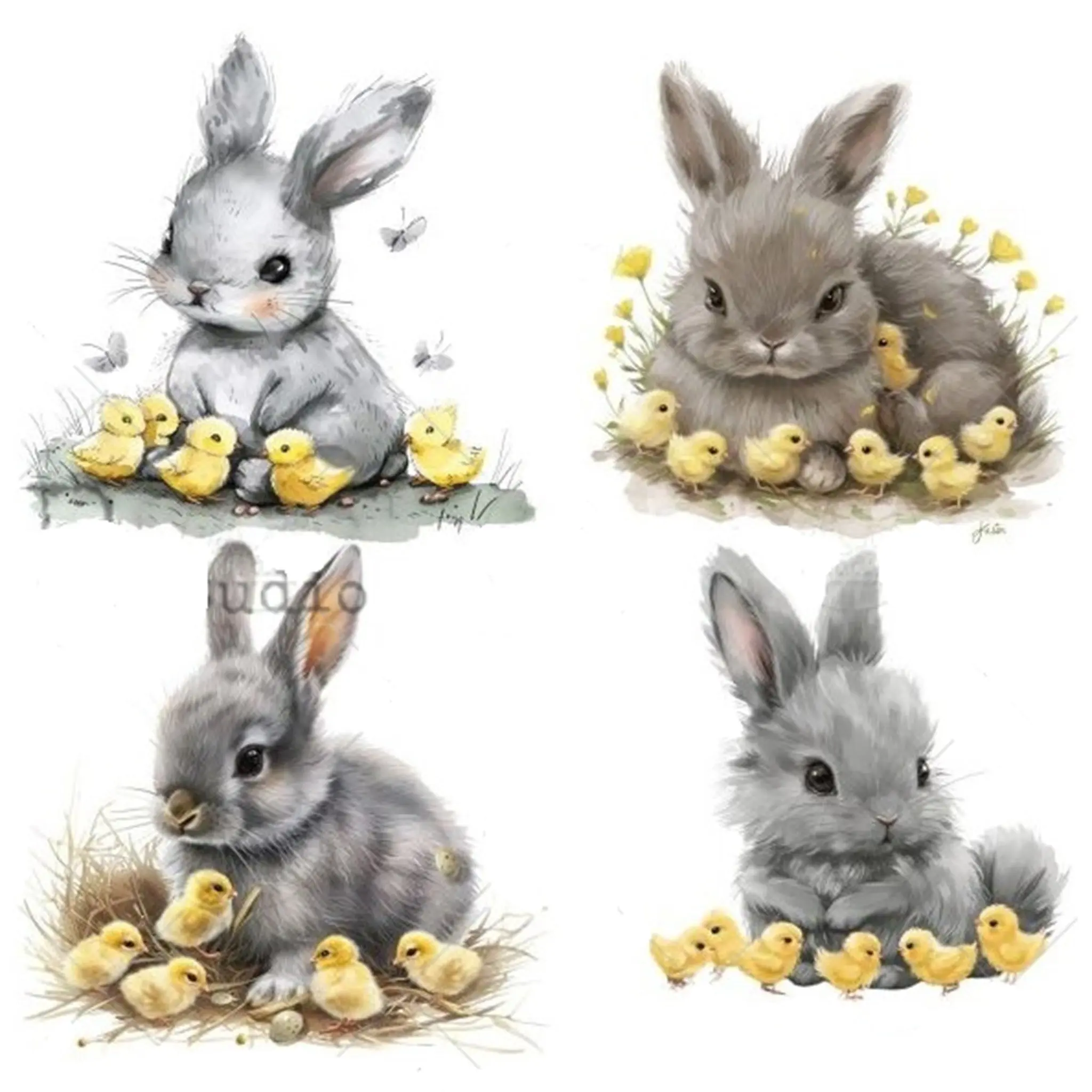 AB Studio - Baby Bunnies & Chicks Decoupage Paper (A4 Size)
