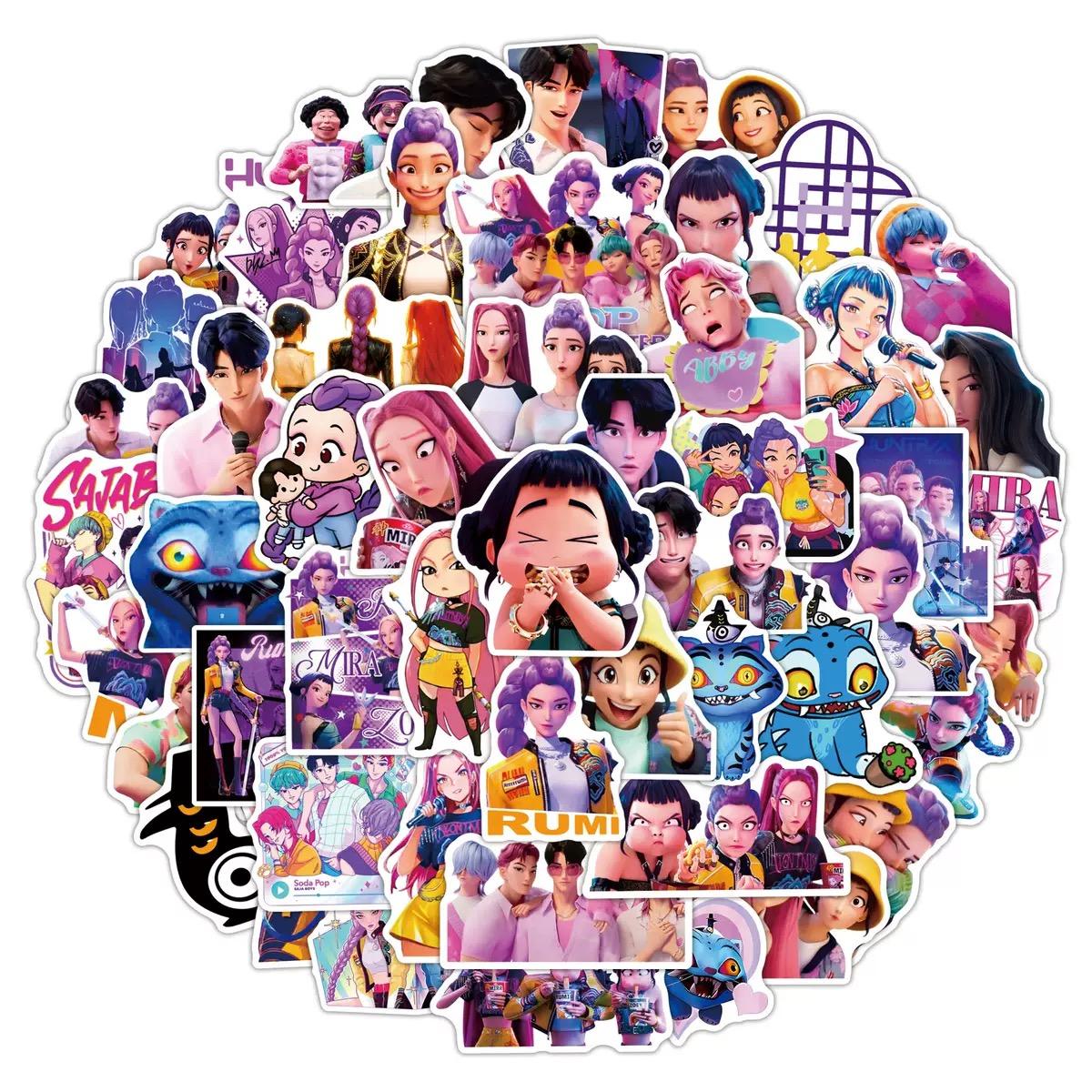 60-50 Pcs Cool Anime Graffiti Stickers Set, DIY Phone Case Laptop Skateboard Luggage Decals, Trendy Cartoon Character Designs, Waterproof Vinyl Stickers for Teens