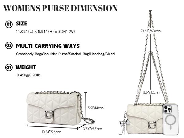 Travistar Quilted Crossbody Bags for Women Small Leather Cross Body Shoulder Handbags Satchel Designer Evening Chain Purses with Bow Charm