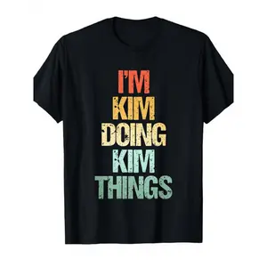 Im Kim Doing Kim Things Vintage Graphic T Shirt Black Short Sleeve Casual Daily Wear Street Style Top Casual Wear, Crew Neck, Statement Piece, Breathable Cotton, Breathable Fabric, Winter, Travel Clothing, Spring Oversized Basic