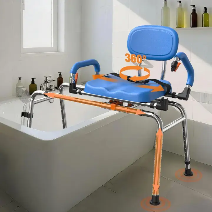 Premium Swivel Shower Chair – 360° Sliding, Adjustable Bath Bench for Home & Bathroom Use
