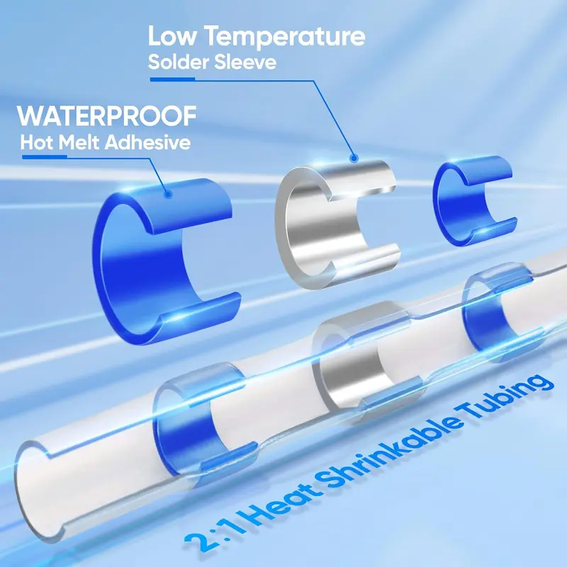 300PCS Haisstronica Plastic Solder Seal Wire Connectors - Quick Splice Connectors, Waterproof Cable Entry Seals, Vibration-Resistant Heat-Shrink Tube Butt Terminals with Self-Solder Adhesives, Abrasion Resistance, CE Compliant for Marine, Automotive Use