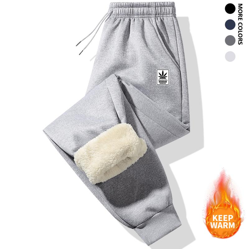 Men'S Casual Plush Sweatpants with Adjustable Drawstring Waist & Zippered Pockets - Comfortable Cold-Resistant Thickened Men'S Pants Warm Sweatpants Sports Leggings Warm Casual Sports Pants