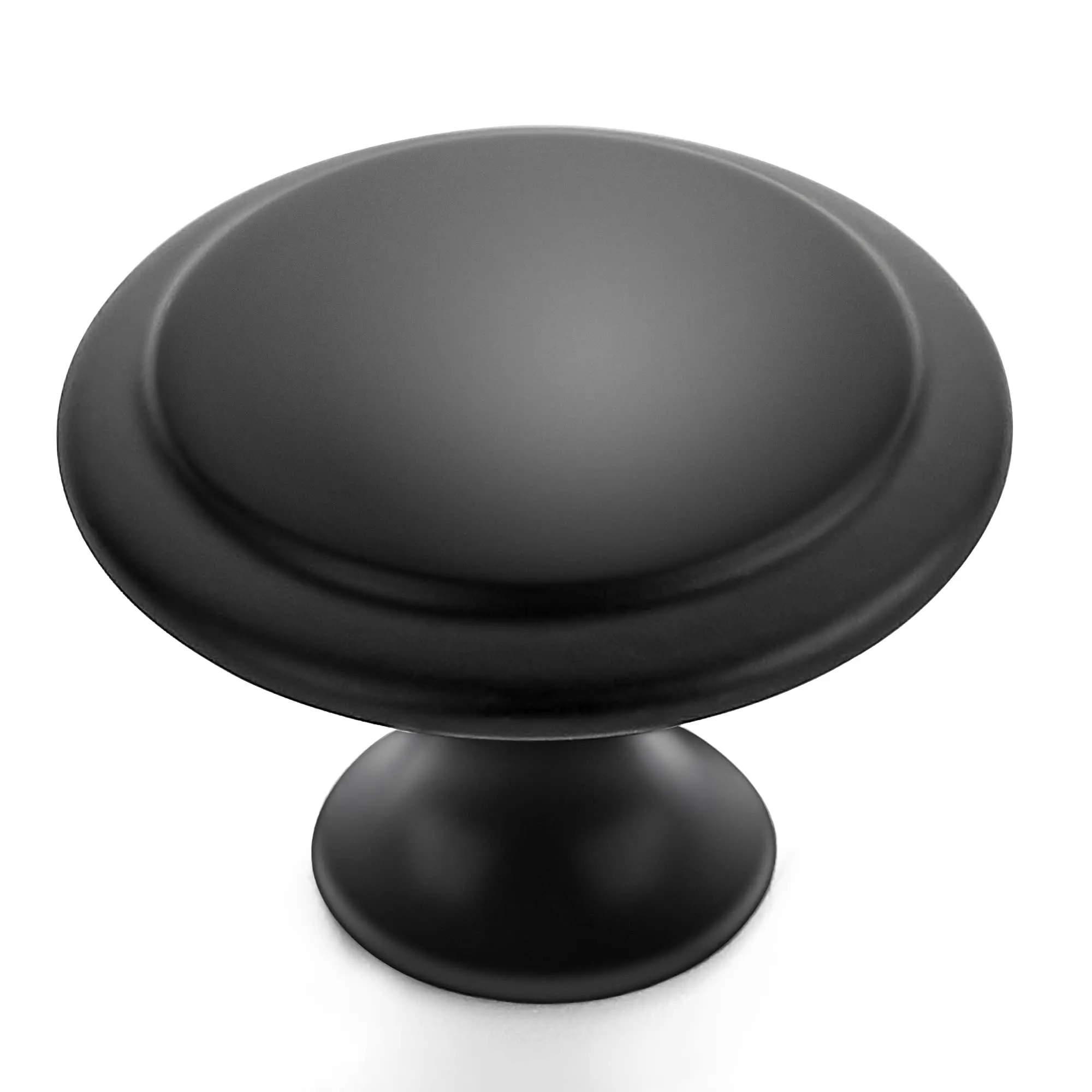 Ravinte 40-Pack Value Matte Black Farmhouse Doorknobs, 1.25-Inch Round Flat Stainless Steel Drawer Pulls, Euro-Style Look Elevates Cabinetry, Home Furniture Hardware for Dressers & Cabinets, Cabinet Knobs