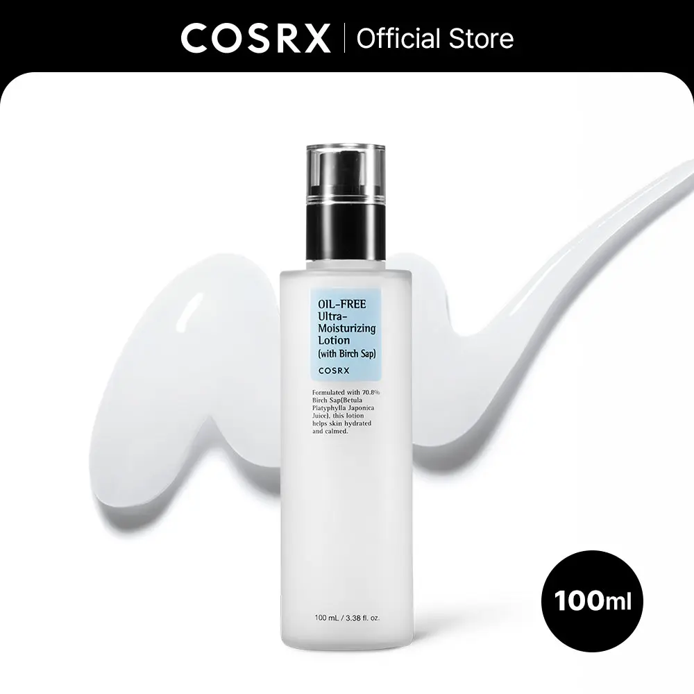 COSRX Oil-Free Ultra-Moisturizing Lotion with Birch Sap - Lightweight, Airy, Smooth Day/Night Face Moisturizer for Oily Skin (Adults' Selfcare), Cruelty-Free, Antioxidant + Vitamin-Infused, 100ml Bottle