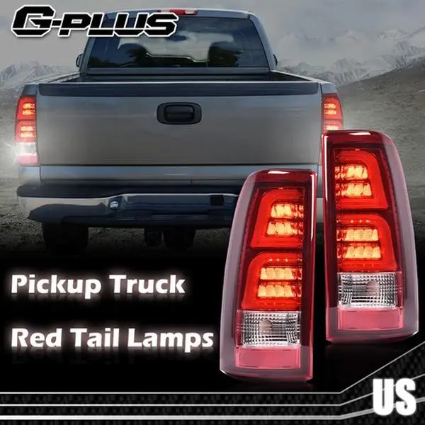 G-PLUS Rear Taillight Lamp Pair Set - High Visibility Automotive Vehicle Accessories, Car Exterior Upgrade For 1999-06 Chevy Silverado, 1999-02 GMC Sierra 1500/2500 HD/3500 2-Door Regular Cab Car Lighting, GMC Accessories, Polycarbonate