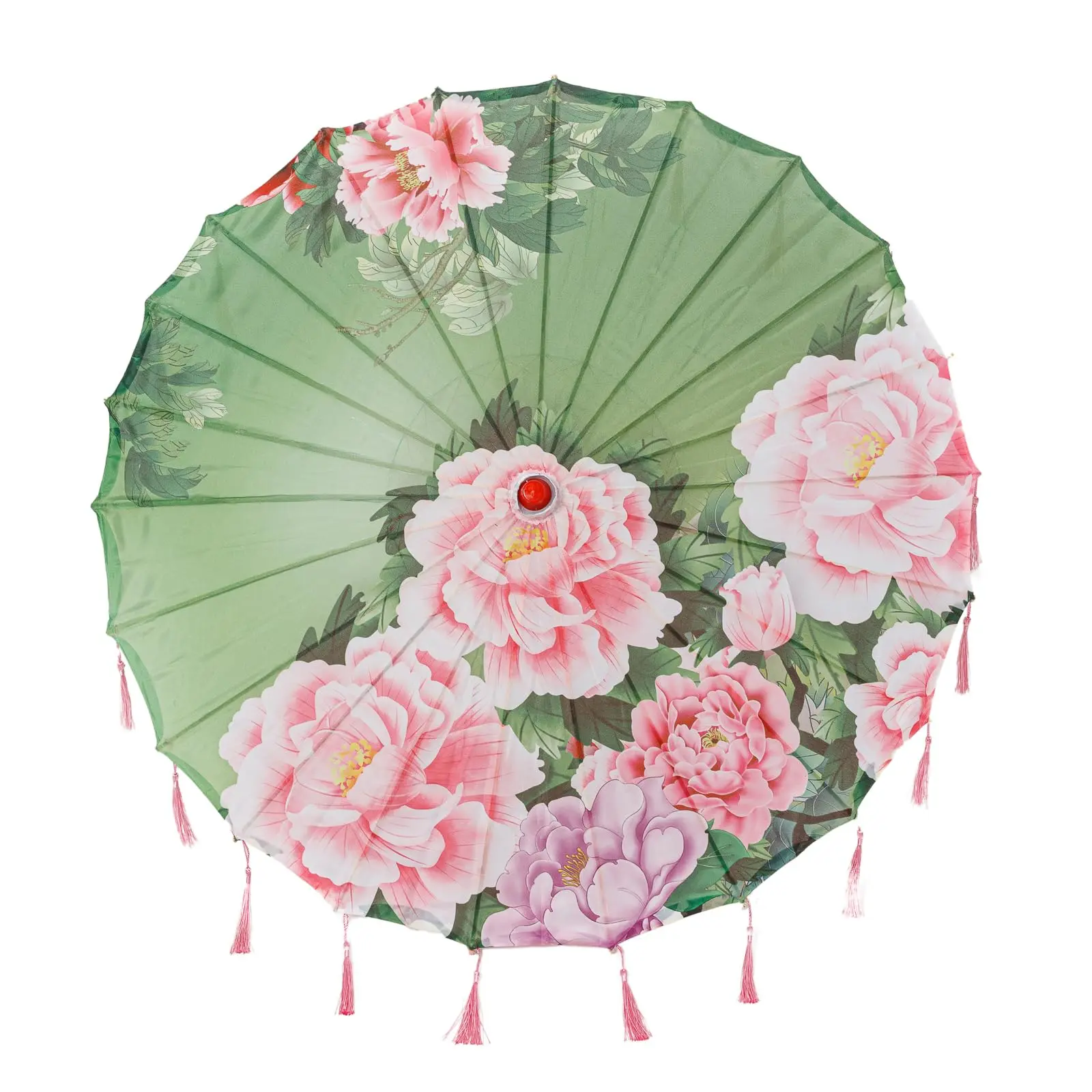 THY COLLECTIBLES 22in Kids' Silky Silk Umbrella - Bamboo Frame, Traditional Chinese Art, Floral Motifs Add Charm, Blue Sky With Cherry Blossoms, Durable, Tassels, Sun-Proof, Fabric Lasts Beyond Paper (Youth Home Supply Parasol)