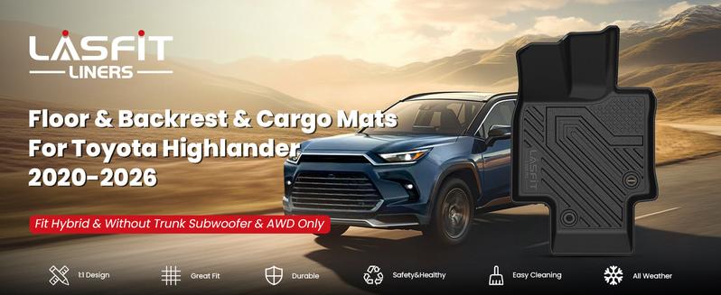 Lasfit fit for 2020-2026 Toyota Highlander Hybrid Floor Mats & Seatback & Cargo Mat, Fit AWD Only
