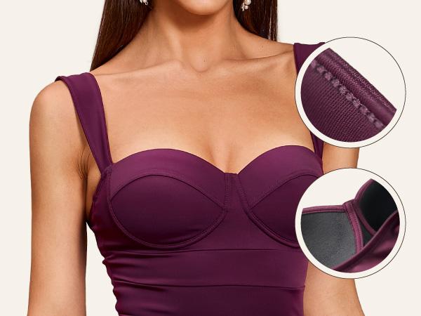 Curvysweet SDK0542A Elegant Spaghetti Strap Bodycon Midi Dress with Ruffled Split Hem & Molded Cups — Perfect for Cocktail Parties, Wedding Guests, Birthdays & Date Nights