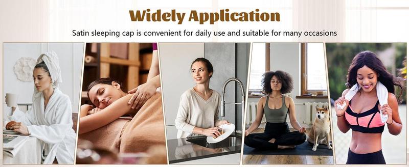 Double Layer Satin Bonnet Silk Like Texture for Sleeping Sleep Cap Hat Hair Bonnets with Elastic Tie Band for Curly Hair Nightcap