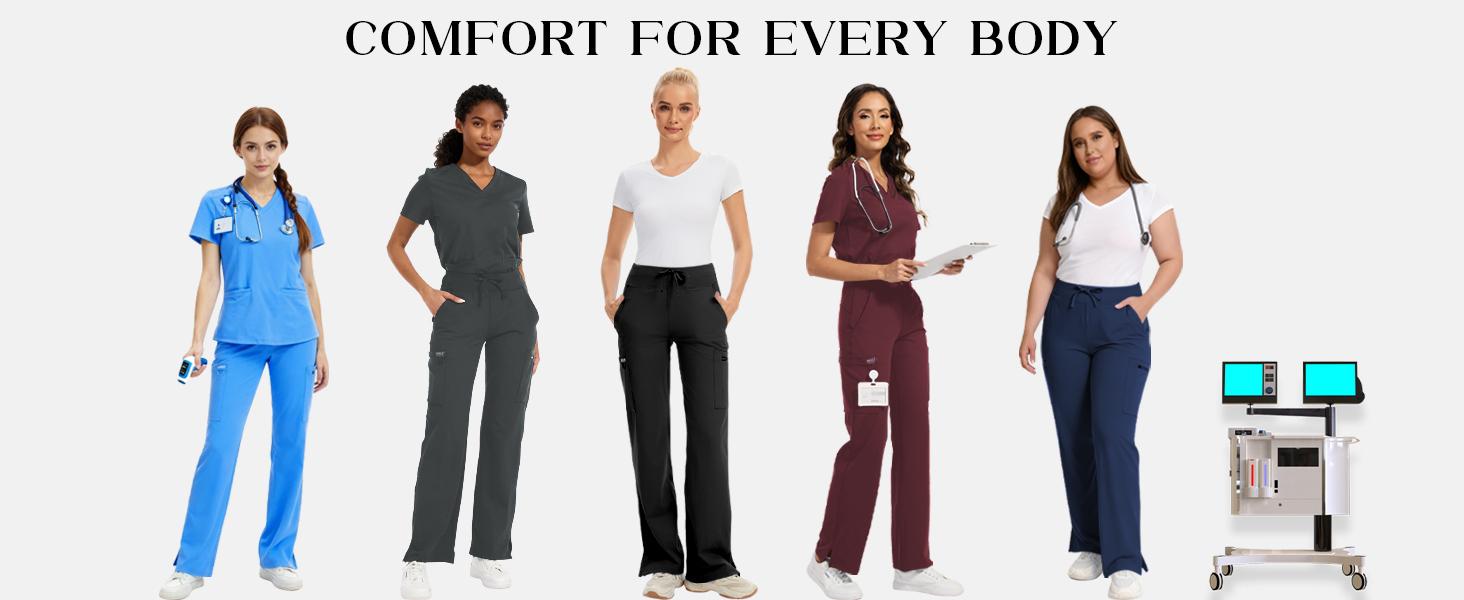 Kecols Yoga Scrub Pants Women High-Rise Straight Leg Uniform Cargo Bottom with Yoga Waistband,5 Pockets&4-Way Stretch,summerwins Kecols Yoga Scrub Pants Women High-Rise Straight Leg Uniform Cargo Bottom with Yoga Waistband,5 Pockets&4-Way Stretch,summerwins