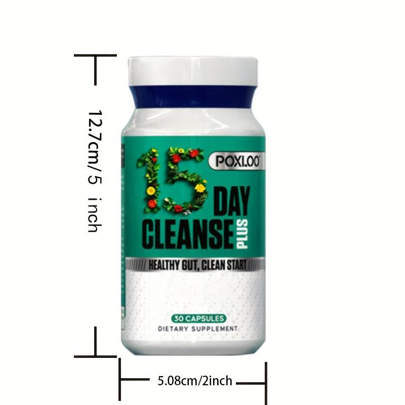 POXLOO Plant Cleanse Capsules｜15-Day Lightness Program｜Natural Plant Fiber｜Gentle Digestive Support Supplement Healthcare