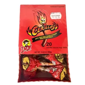 Cerrilos watermelon flavored spicy and sour candy lollipop 20 pieces