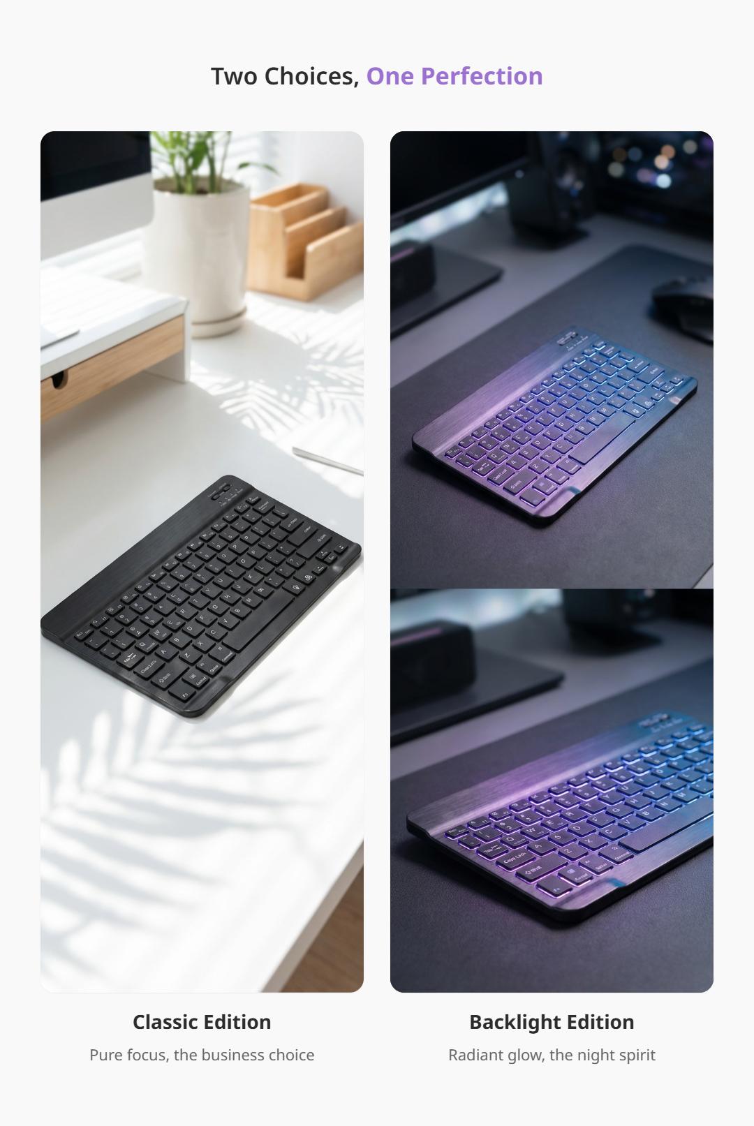Ultra Light Wireless Bluetooth Keyboard - Slim Mini Universal Multi-Device Compatible Keypad, Rechargeable Quiet Lithium Ion Powered, Smooth Typing, Travel-Friendly for iPad, Windows, Android Devices, Ultra Light Wireless Keyboards
