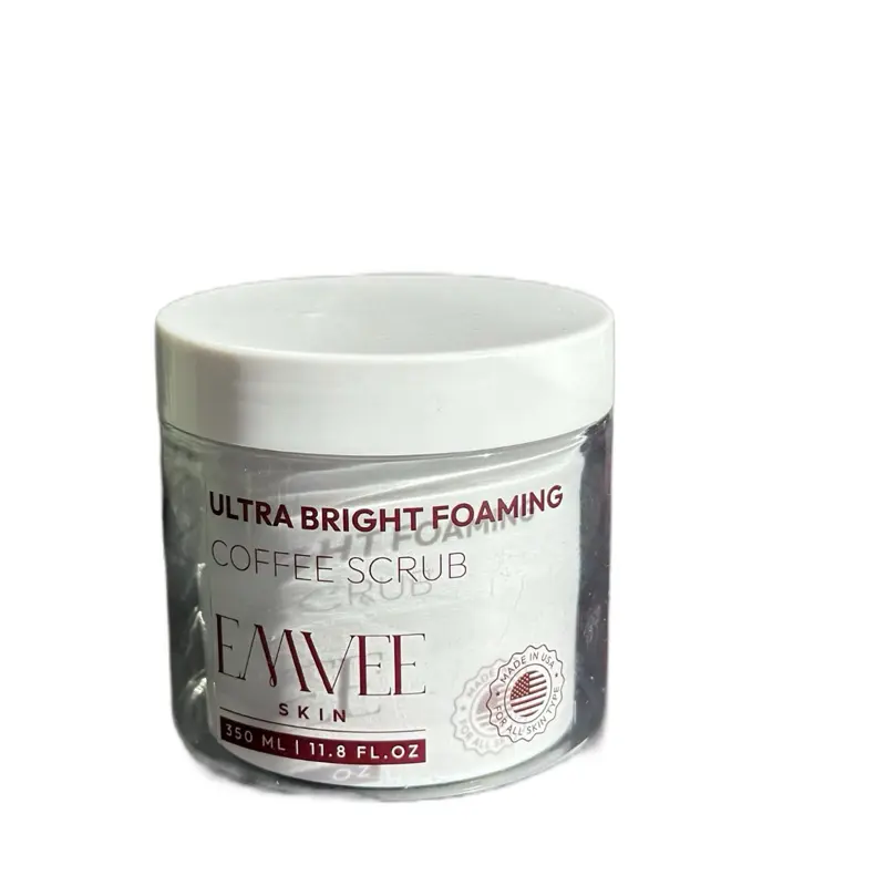 Emvee Skin Ultra Bright Foaming Coffee Scrub 300 mL 11.8 fl oz for Radiant Skin Care
