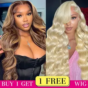 [Combo sale 30''&30'']Buy 1 get 2 Wig 30 Inch Highlight Ombre Lace Front Wig Human Hair 13x4 HD 613 and 4/27 Body Wave Lace Frontal Wigs Human Hair