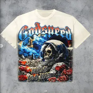 Godspeed Astronaut Skull Graphic T-Shirt – Vintage Space Skeleton Streetwear Unisex Tee