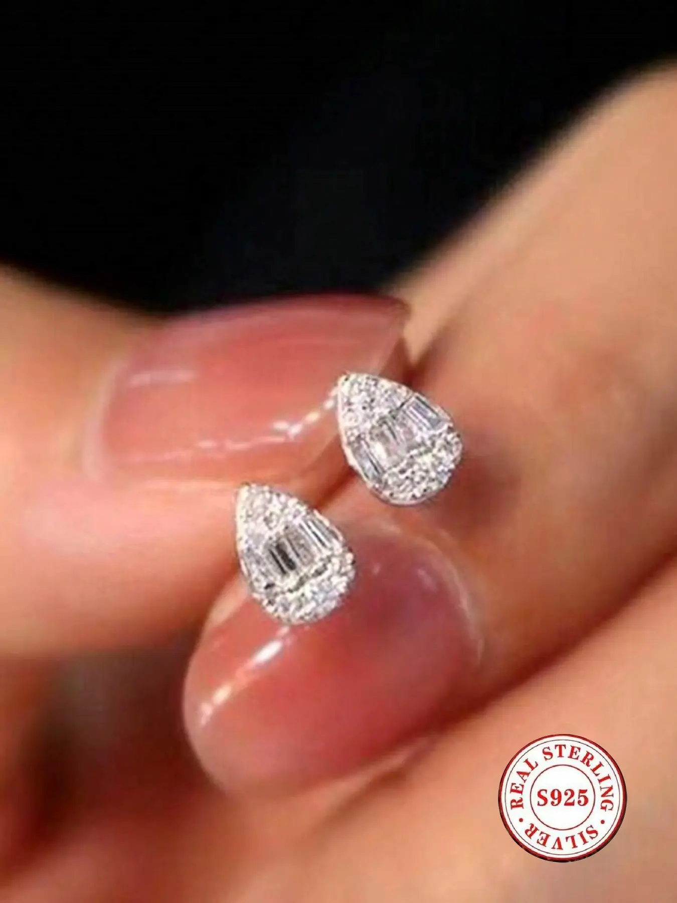S925 Sterling Silver Teardrop Stud Earrings for Women - Sparkling Cubic Zirconia Cluster Earrings, High Quality Shining Earrings, Hypoallergenic Luxury Jewelry for Wedding, Party, Daily Wear, Ideal Gifts for Her, Pretty Studs