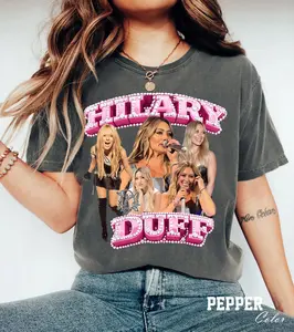 Comfort Colors Hilary Duff T-Shirt, Retro 90s Graphic Tee, Music Fan Tour Shirt, Unisex Casual Streetwear, Gift for Men and Women