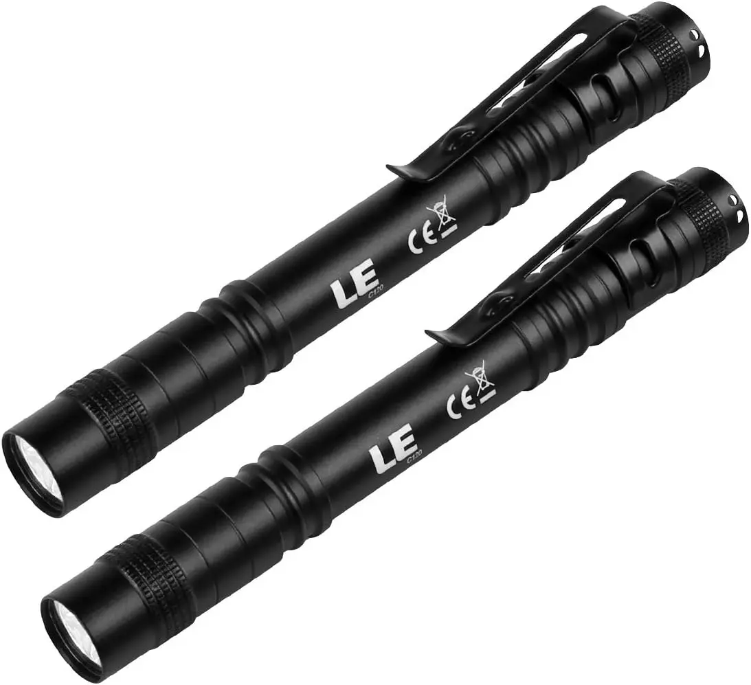 Lighting EVER 2-Pack Handheld Pen Flashlights, High-Powered Compact Torch with Clip, Lightweight Mini Waterproof Pocket Tool, Cool Gadgets, Men's Accessories, Guys Gifts, Birthday Gifts for Him, Tools and Gadgets for Him for Inspection Work
