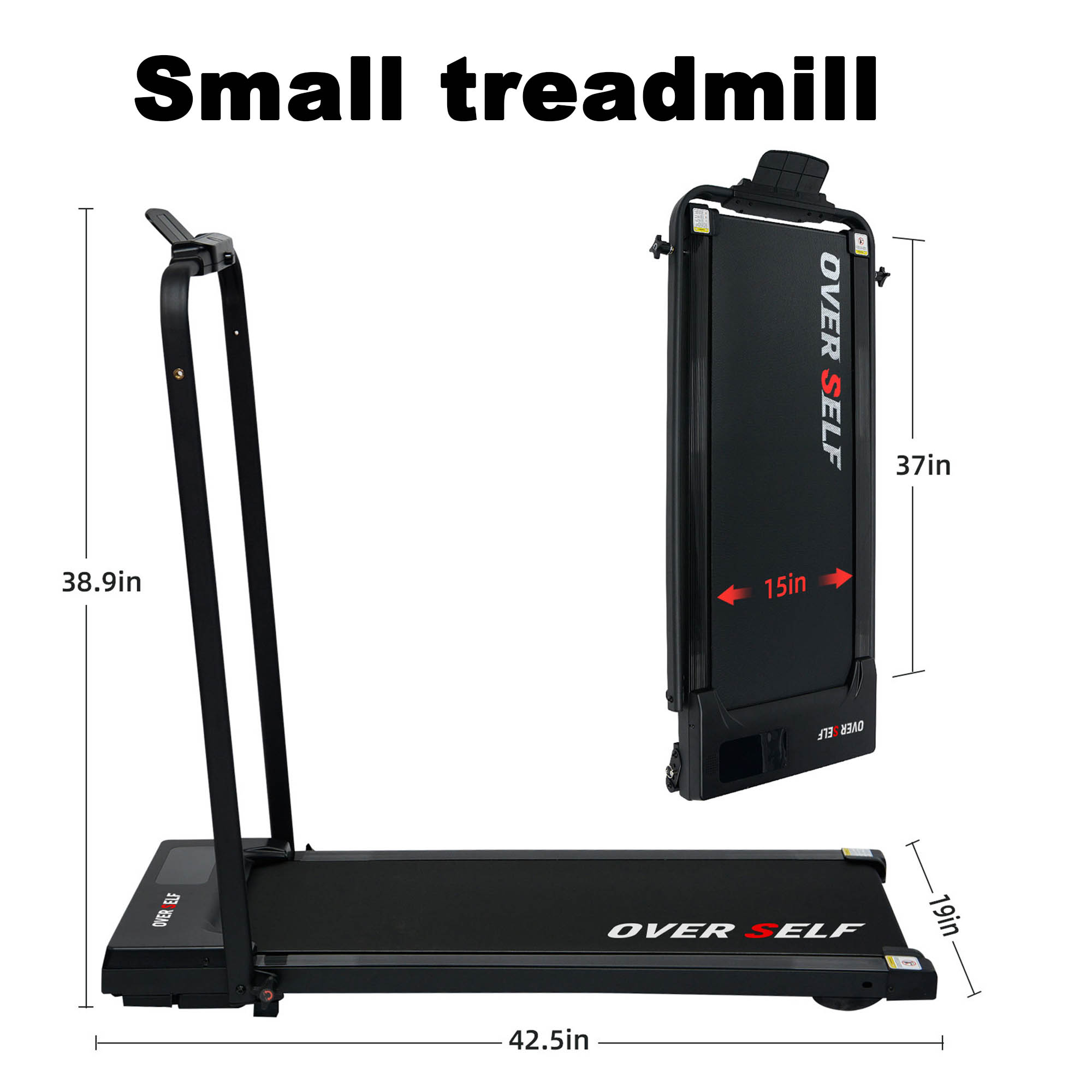 OVER SELF Walking pad Treadmill, 6.2MPH Portable Folding Treadmill with Handle Remote Control, Under Desk Treadmill Easy Storage Home Gym Fitness Equipment Workout Gear