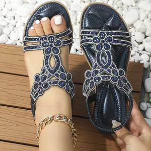 New Style Flat Casual Sequin Flower Women's Low-top Flat Women's Sandals,Elegant and Sophisticated