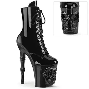 Pleaser Rapture-1020 Women's Ankle Boot, All-Seasons Design, Skull Detail Accent
